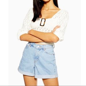 TOPSHOP Roll Cuff Denim Mom Shorts